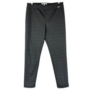 Ellen Tracy Women's Pull-on Stretch Mid Rise Skinny Plaid Black Pants Size L